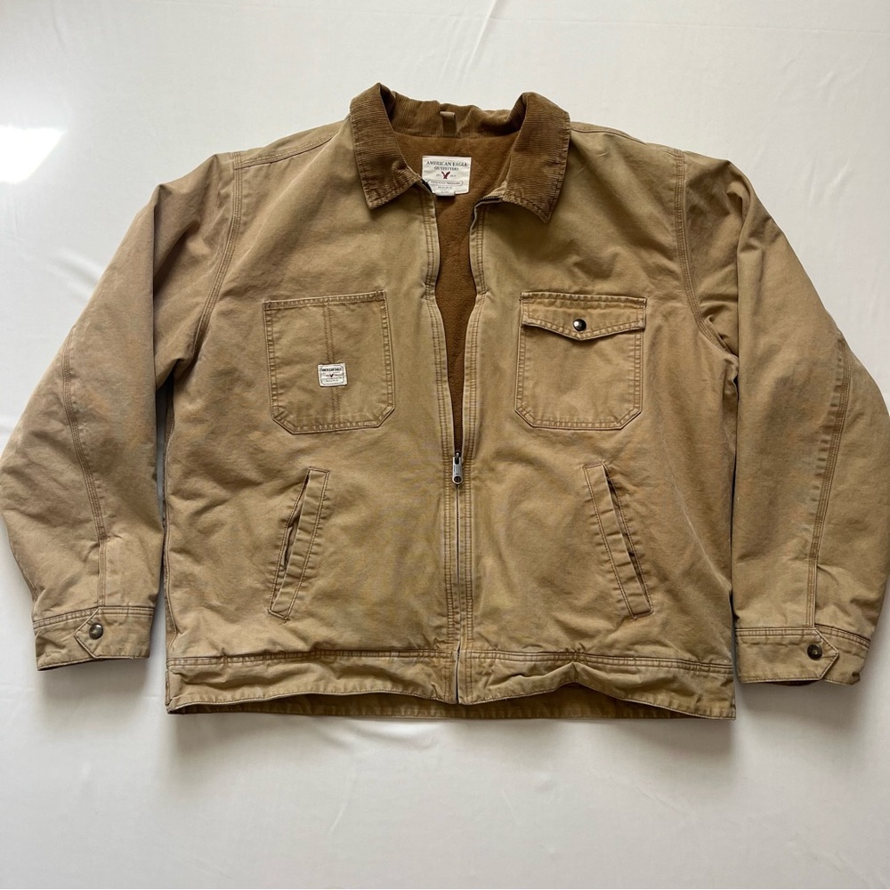Vintage American Eagle Tan/Brown Jacket with Quilted Lining